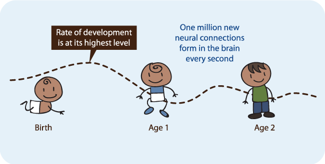 Rate of Neural Connection Development from Birth to Age 2